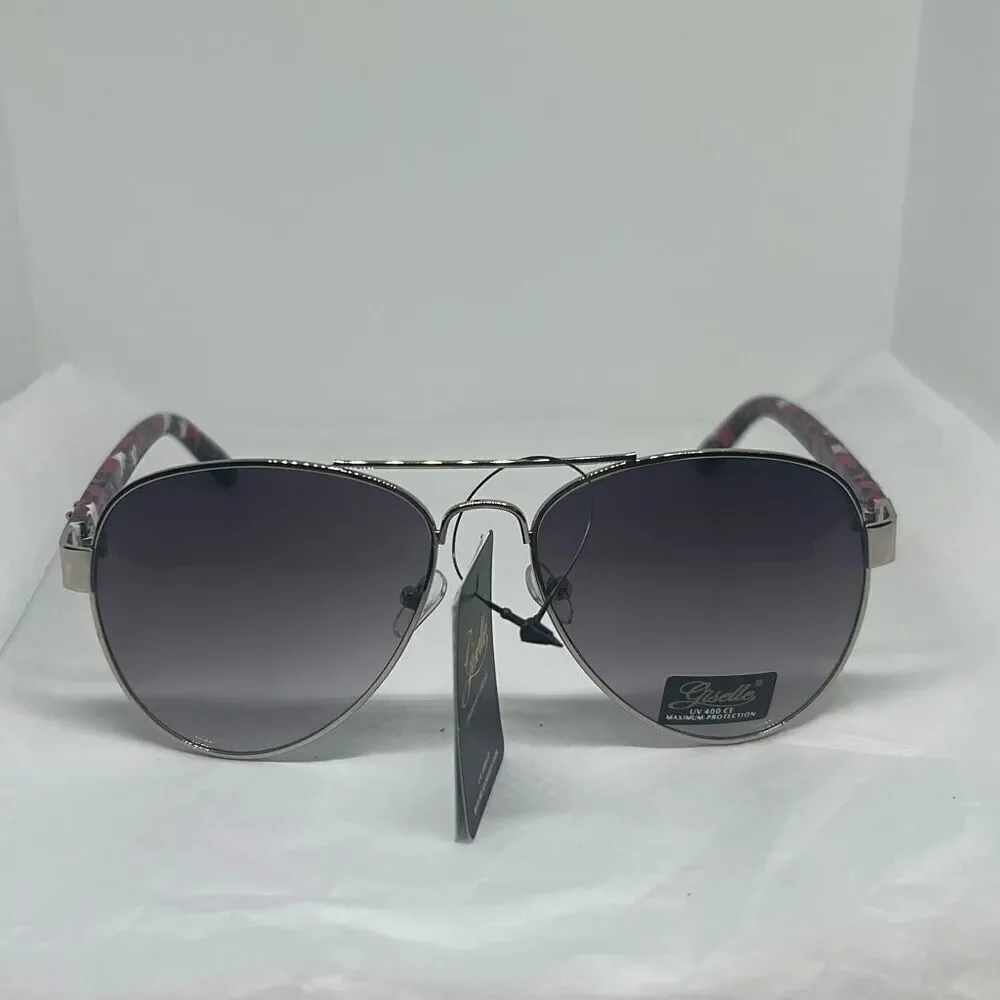 Giselle Contemporary Collection Aviator Sunglasses – UV400 Protection, Floral Ar - Picture 3 of 3